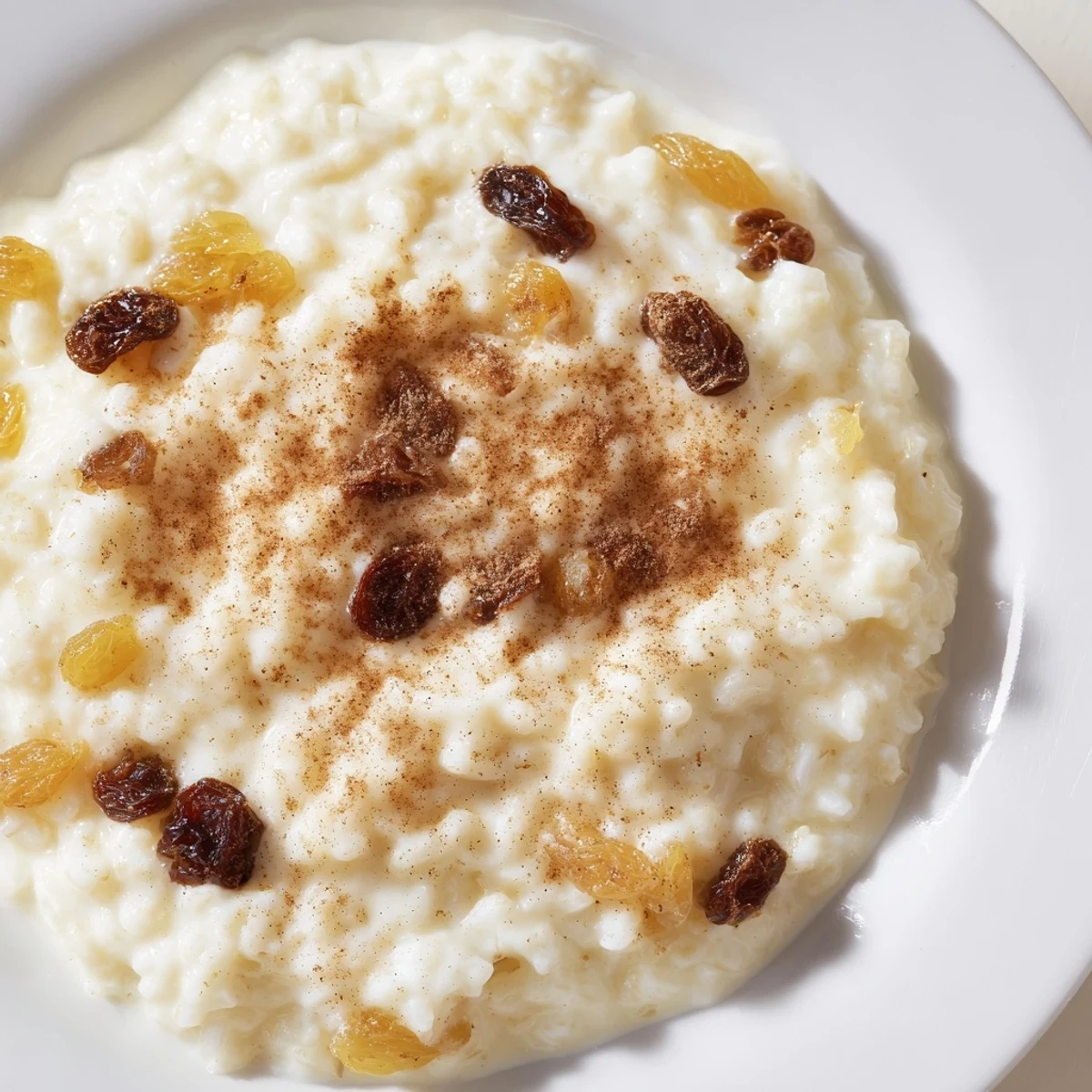 Creamy baked rice with cinnamon and raisins