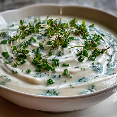 Creamy Celery Root Bisque, velvety smooth with fresh chives, a delicious French starter.