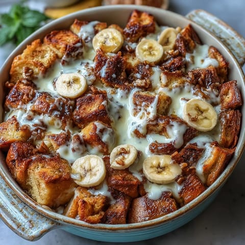 A close-up of Cream Cheese Swirl Cinnamon Roll French Toast Bake with melted butter and cinnamon sugar topping.