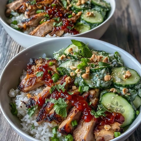 TikTok Chili-Crisp Cucumber Chicken Bowls