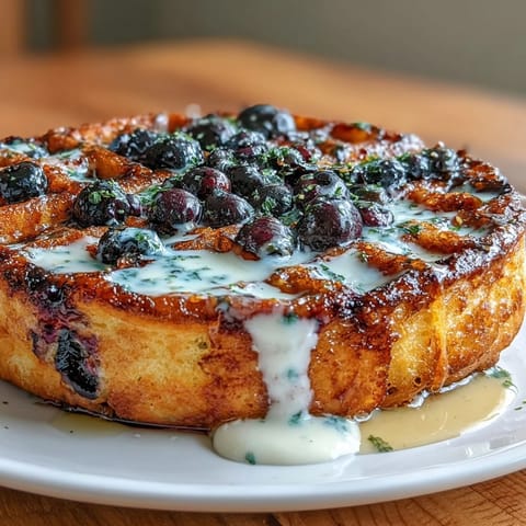 Golden sourdough waffles studded with juicy blueberries and lemon zest, served with creamy maple yogurt and fresh berries for a bright, tangy breakfast.