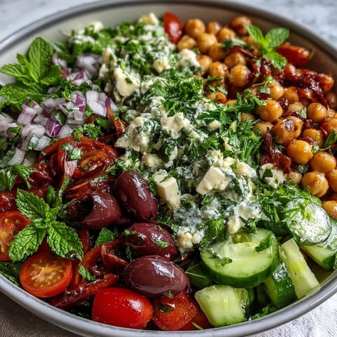Vibrant Mediterranean Chickpea Salad with bright lemon and fresh herbs beautifully arranged.