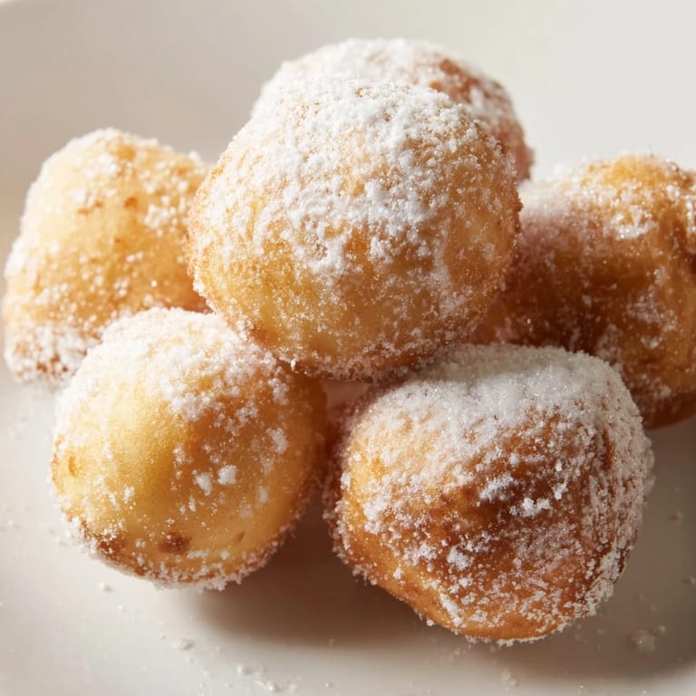 Close-up of a delightful plate of fluffy, homemade doughnut holes, perfect for sharing.