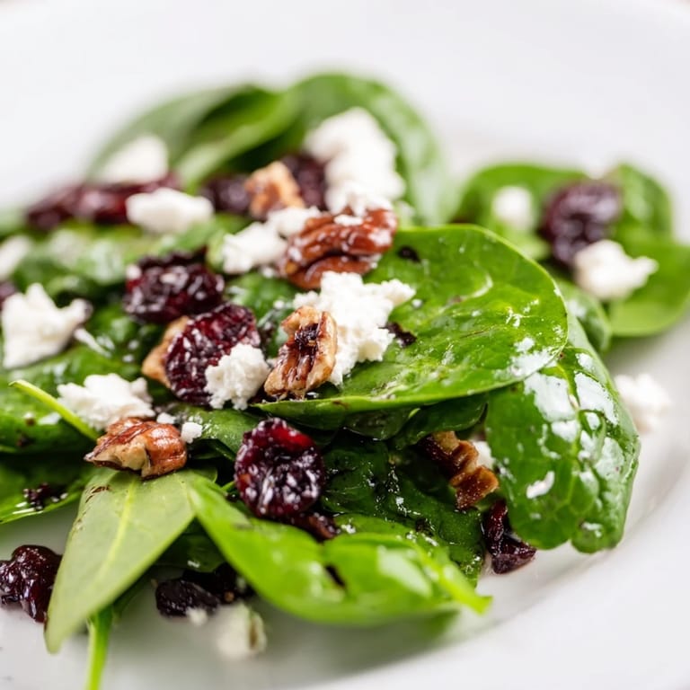 Ready in 20 minutes, this spinach goat cheese salad is plated as a light lunch or elegant starter.