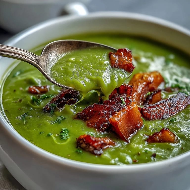 Generous serving of traditional split pea soup, perfect for a chilly evening.