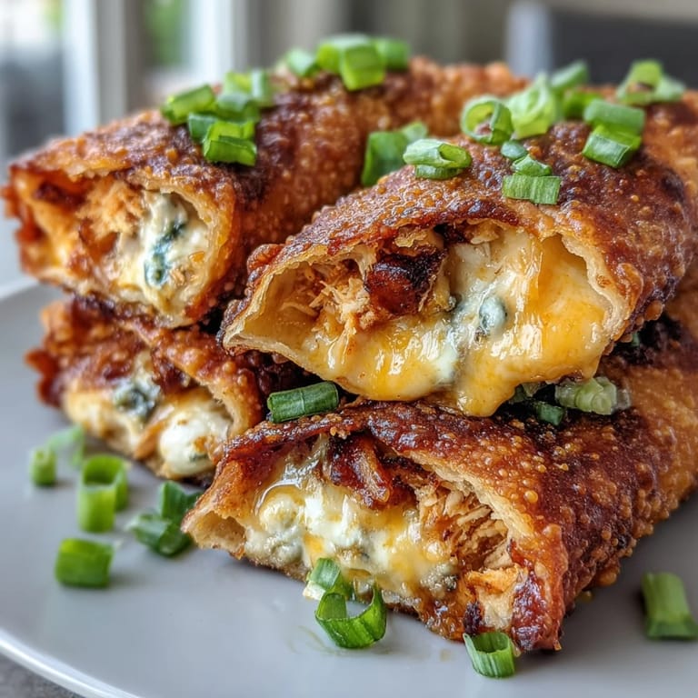 Homemade Buffalo Chicken Dip Egg Rolls with crunchy wrappers, spicy filling, and celery sticks for a classic game day snack.