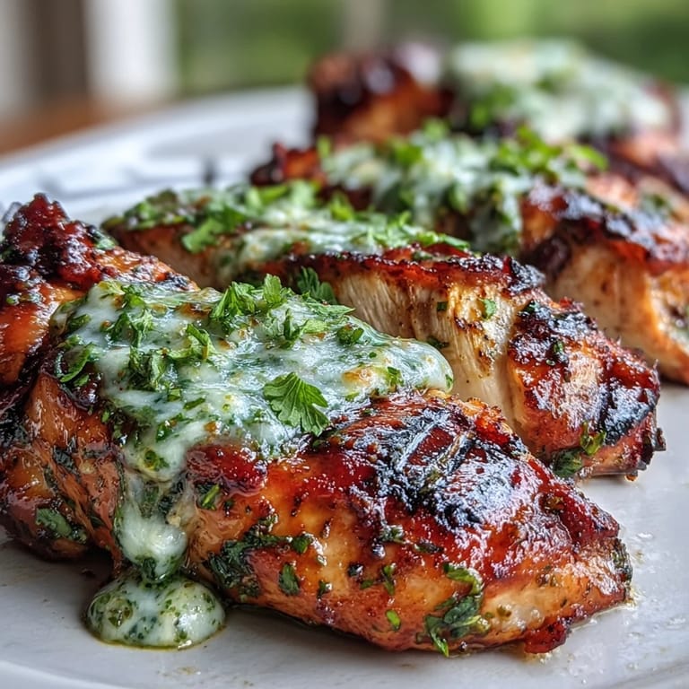 A close up of Grilled Salsa Verde Pepper Jack Chicken topped with creamy melted pepper Jack cheese and lime wedges.