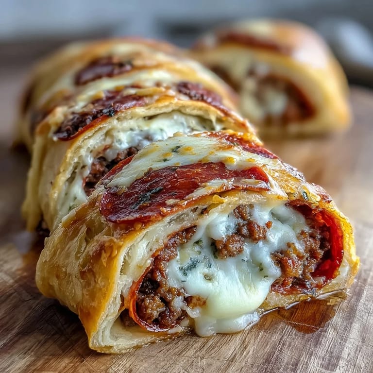 Rustic Baked High-Protein Pepperoni Stromboli on a cutting board with scattered parsley, showcasing its golden, egg-brushed crust.