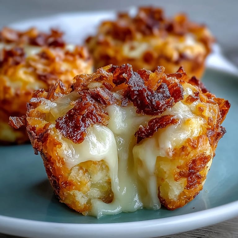 Individual potato casserole muffins with crispy cornflake topping and savory flavor