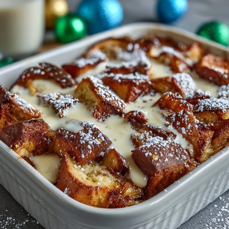 Rich breakfast bake with cream cheese filling, drizzled icing, and purple-green-gold sugar stripes.
