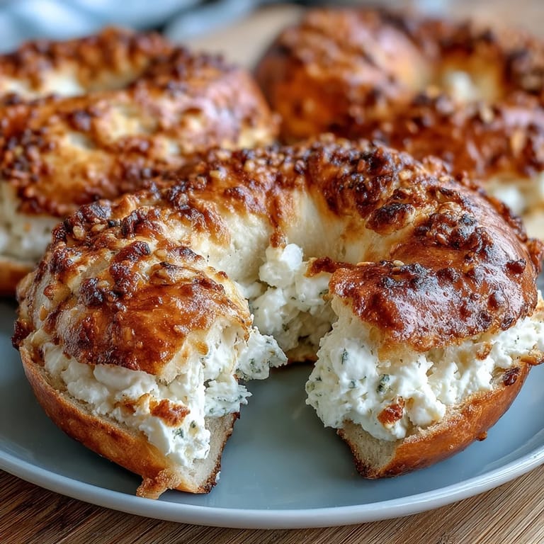 High-protein cottage cheese bagels topped with everything bagel seasoning, baked until golden and chewy.  