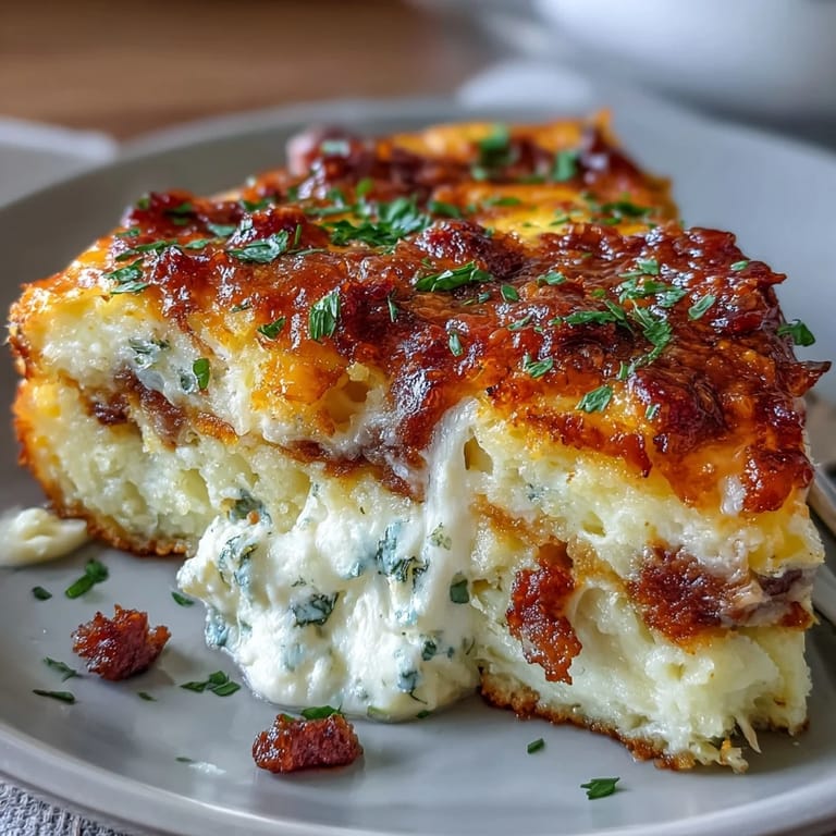 Savory layers of breakfast sausage, hash browns, and cheddar cheese baked in an egg-rich casserole perfect for feeding a group.