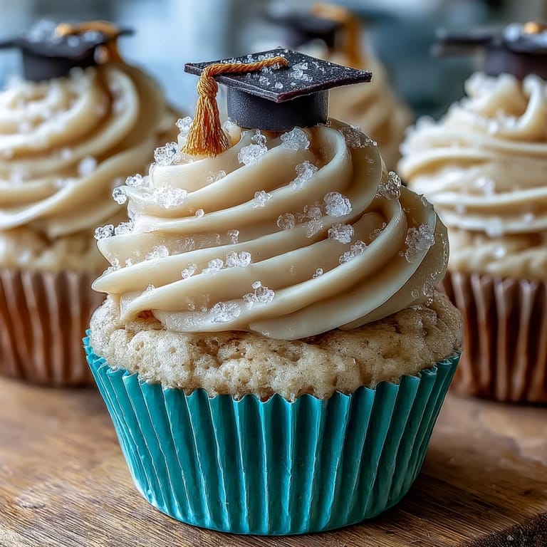Easy graduation cupcakes featuring soft vanilla cake, creamy frosting, and playful fondant caps—perfect for honoring graduates at any celebration.