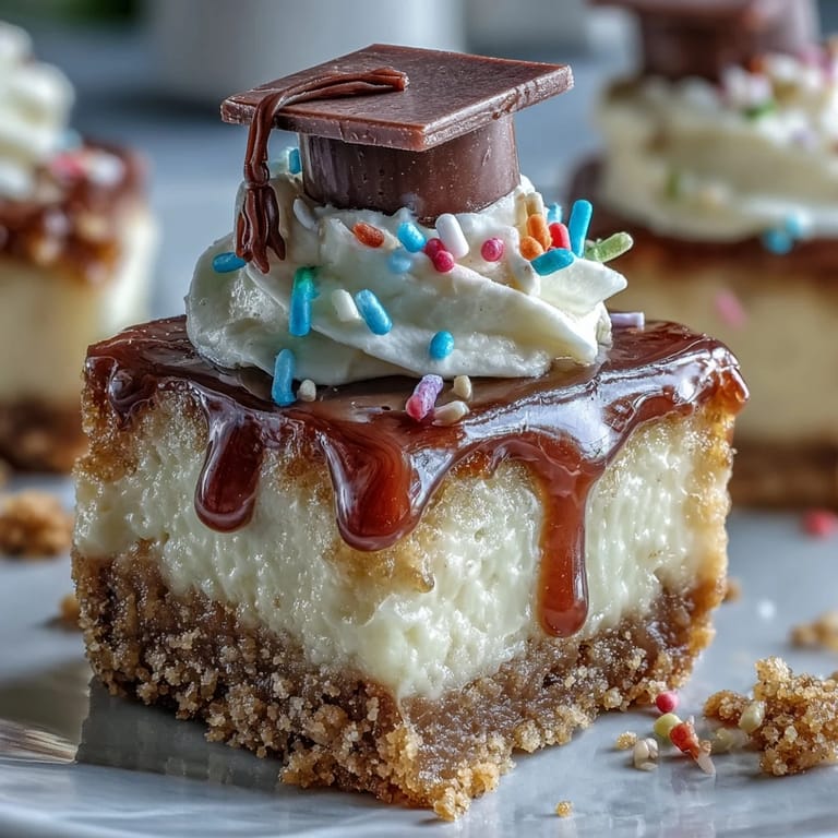 Delicious bite-sized Easy Graduation Cheesecake Bites topped for a festive celebration.