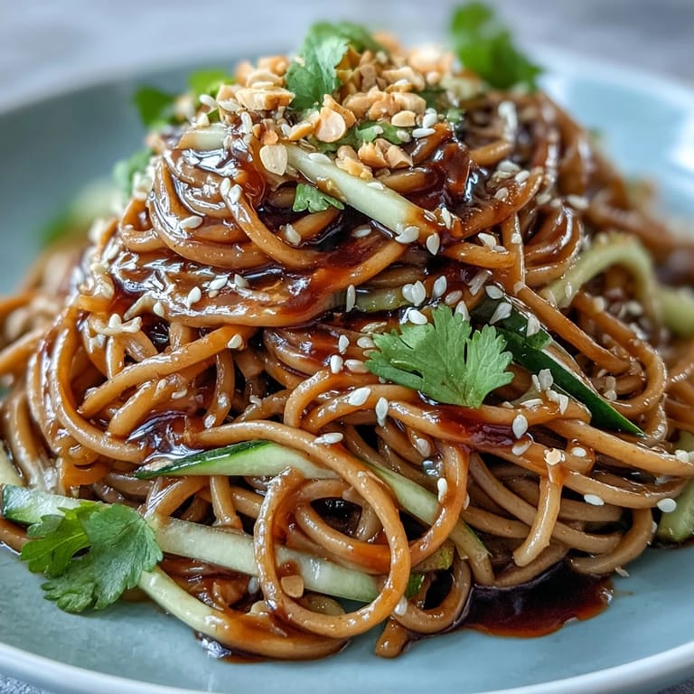 Refreshing cold soba noodle salad, a perfect summer dish with a tangy ginger dressing.
