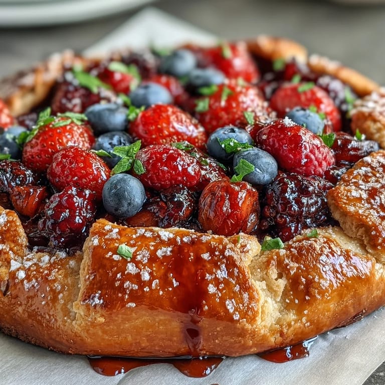 Rustic Summer Berry Galette, showcasing vibrant berries nestled in a crisp, buttery crust.