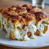 Kentucky Derby Hot Brown Sliders on brioche buns, topped with roasted turkey, bacon, and creamy Mornay sauce.