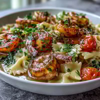 One-Pot Garlic Shrimp with Angel Hair pasta in a vibrant garlic-lemon sauce, loaded with fresh vegetables and tender shrimp.
