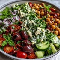 Vibrant Mediterranean Chickpea Salad with bright lemon and fresh herbs beautifully arranged.